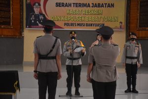 Kapolres Muba pimpin langsung Sertijab Kasat Reskrim dan Kapolsek Babat Toman