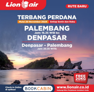 Lion Air Buka Rute Langsung Palembang-Bali, Kini Wisata ke Pulau Dewata Makin Mudah!