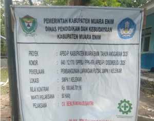 Diduga Ada Kongkalikong, Proyek Pendidikan Muara Enim Kembali Disorot