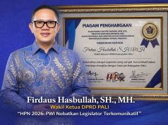 Momen HPN 2026, Wakil Ketua DPRD PALI Firdaus Hasbullah Diganjar Penghargaan dari PWI