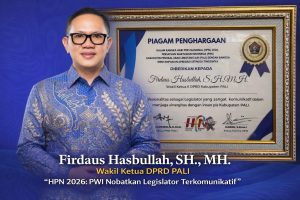 Momen HPN 2026, Wakil Ketua DPRD PALI Firdaus Hasbullah Diganjar Penghargaan dari PWI